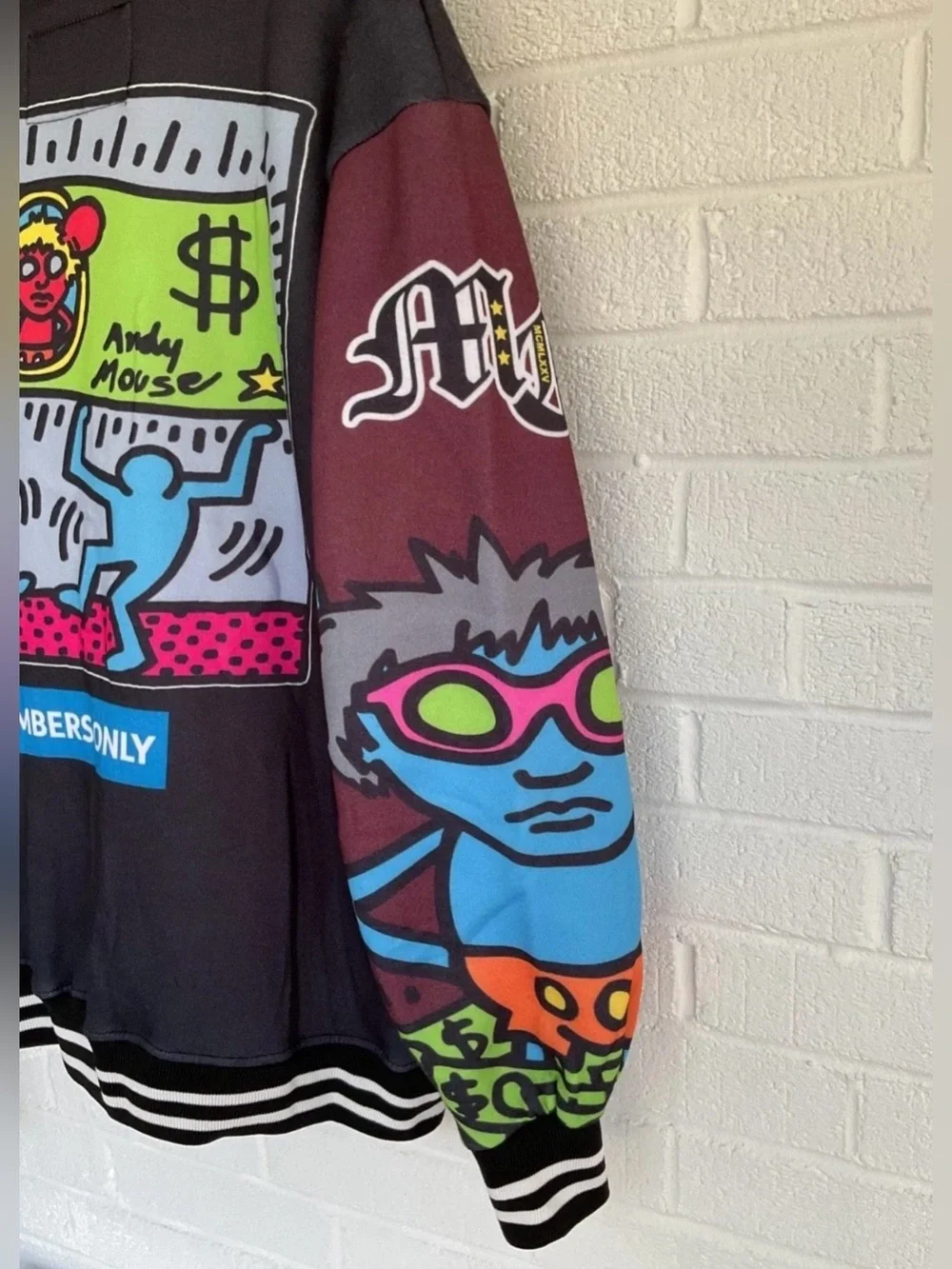Keith Haring Members Only Andy Mouse Art Pullover Hoodie Men's Size Small